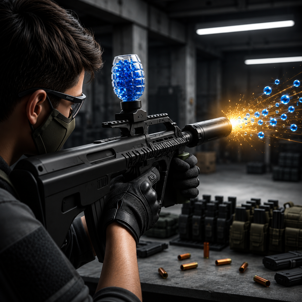 2 in 1 Orbeez Gun and Lights Silencer Gun With Heavy Sound Effects