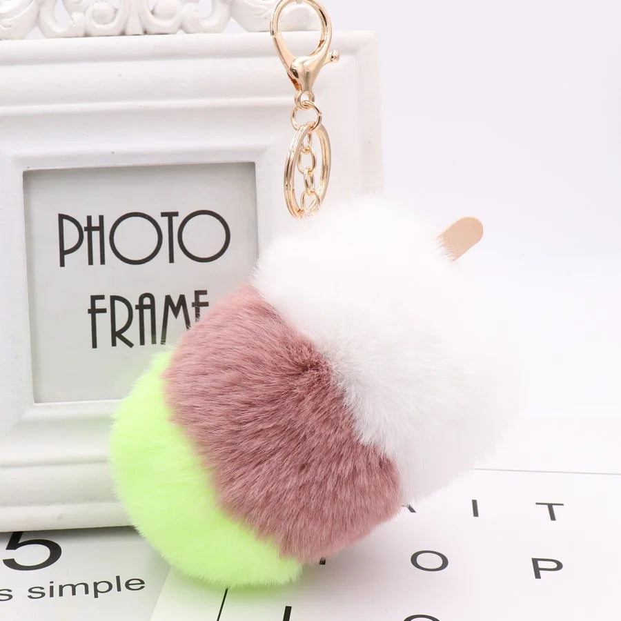 Icecream Pom Pom Keychain