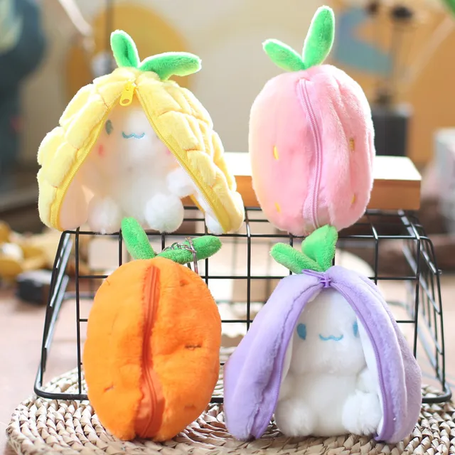 Kawaii Fruit Rabbit Plushie Zipper Key Chain