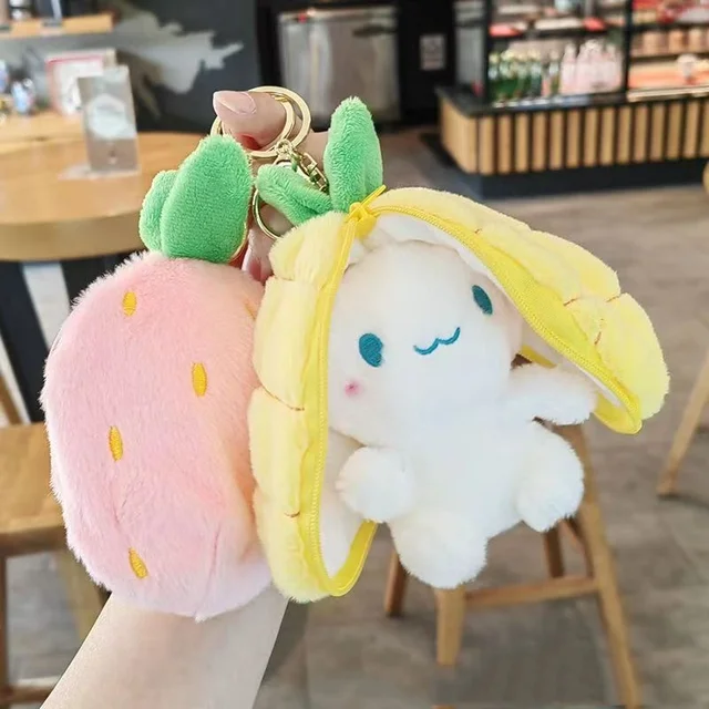 Kawaii Fruit Rabbit Plushie Zipper Key Chain
