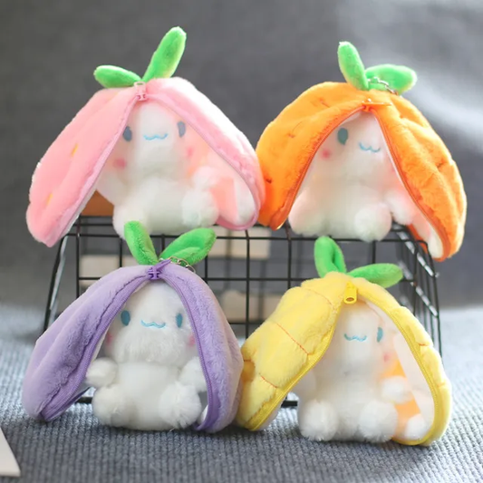 Kawaii Fruit Rabbit Plushy Zipper Key Chain