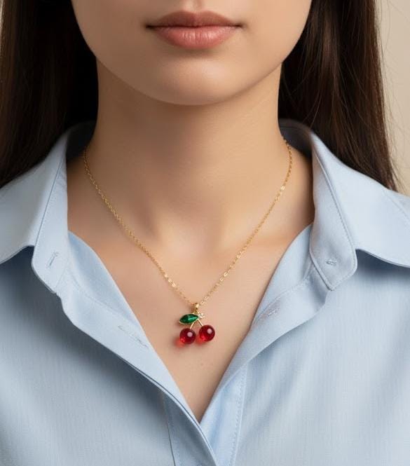 Trendy Cherry Stainless Steel Necklace
