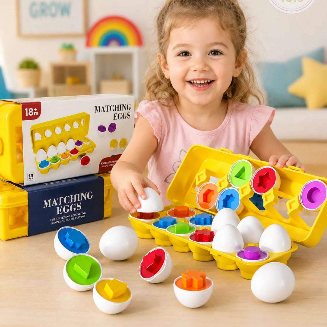 12 Eggs Color And Shape Matching | Educational Toy For Kids