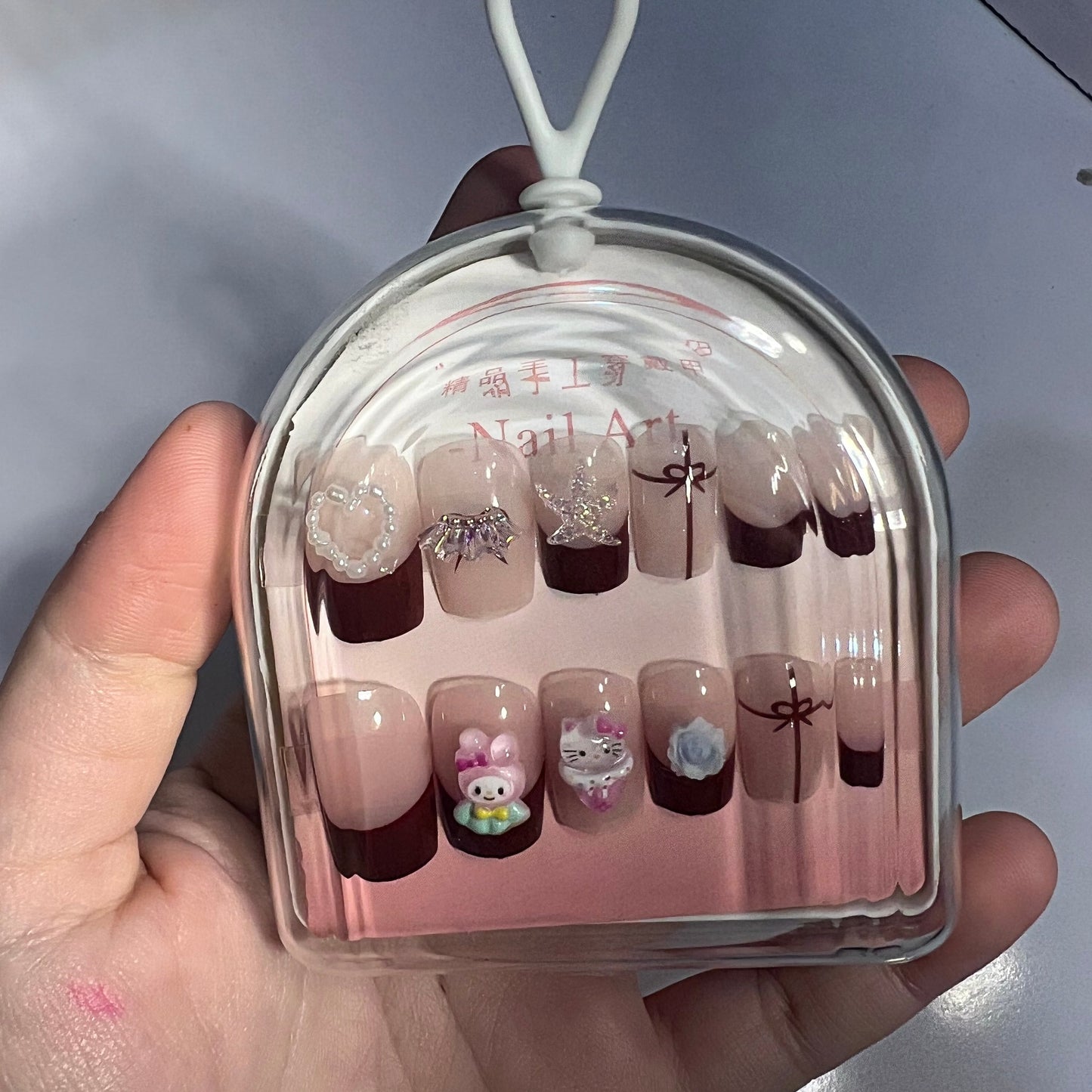 Cherry Red Sanrio Kids Nails Pack | 3d Charms | 12 Nails