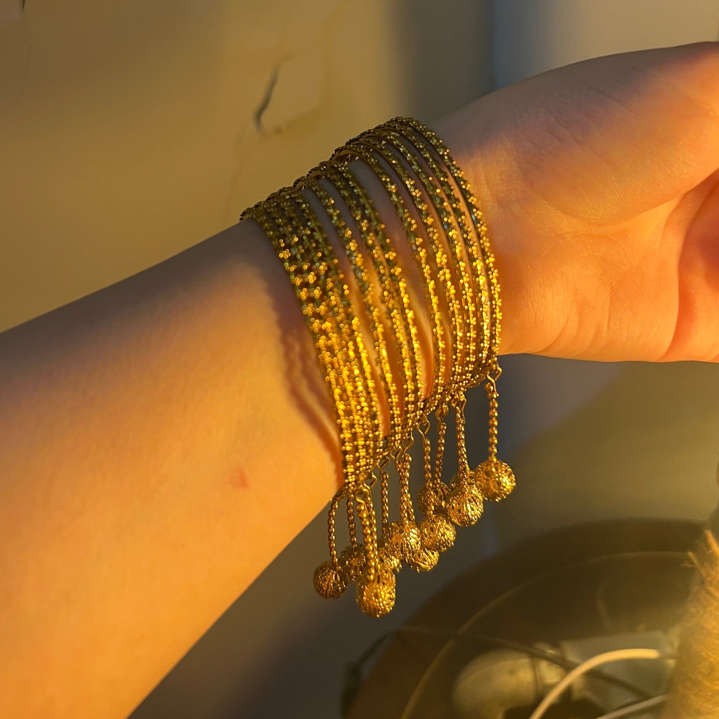 Gold Ghungroo Bangles Set