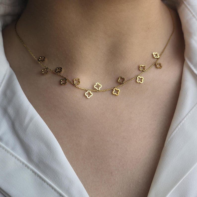 Stainless Steel Gold Toned Charm Necklace