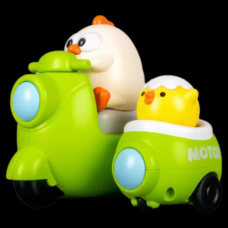 Double Scooty Chick & Dino Toy | Press Head and Go Fun Toy for Kids