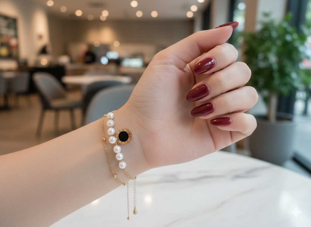 Pearls Double Chain Stainless Steel Bracelet