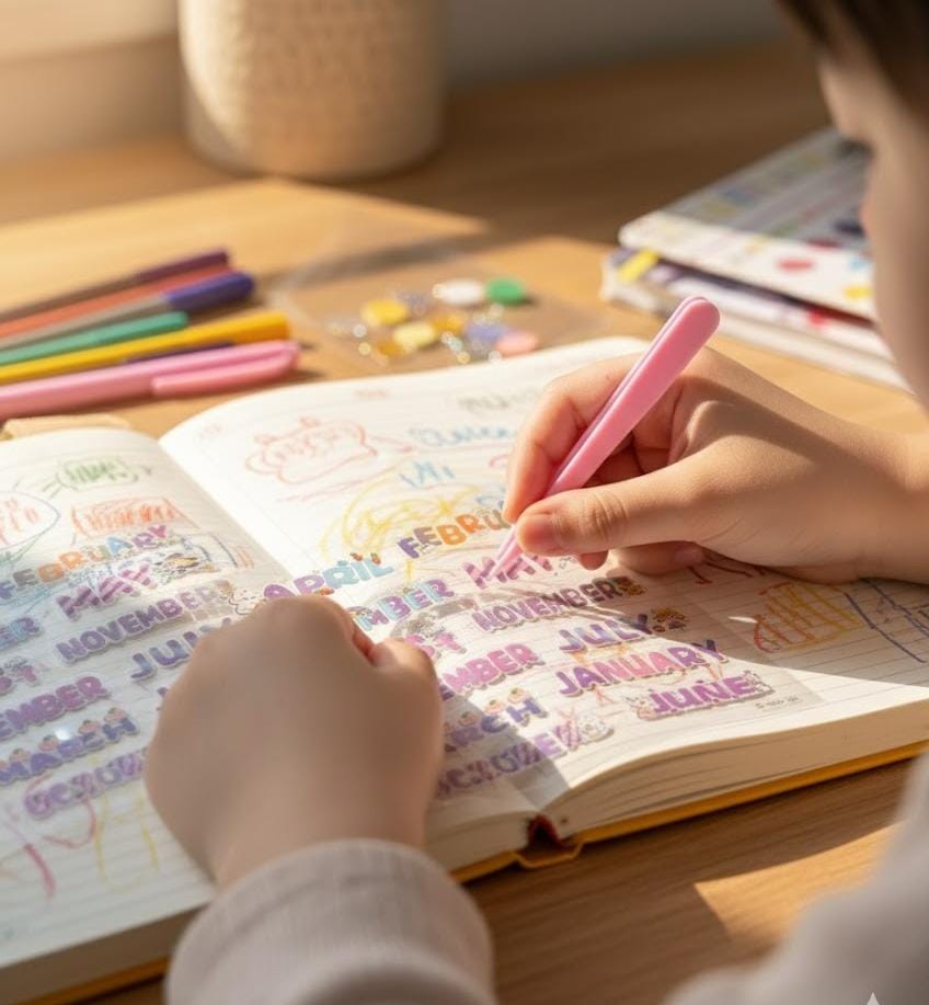 Journaling Months Stickers With Two Tools | 4 PCs Of Sheets