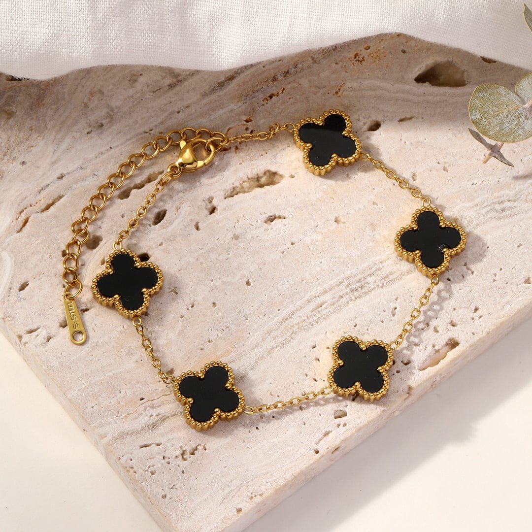 Four Leaf Clover Stainless Steel Bracelet And Necklace