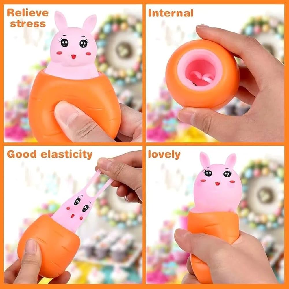 Bunny Carrot Pop Out Squeeze Fidget Toy