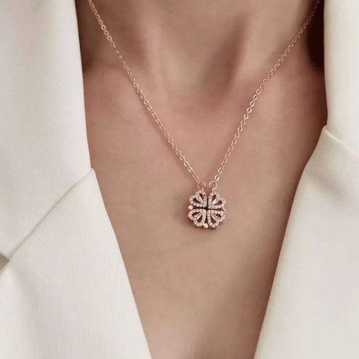 Two Way Open And Close Stainless Steel Four Leaf Clover Necklace