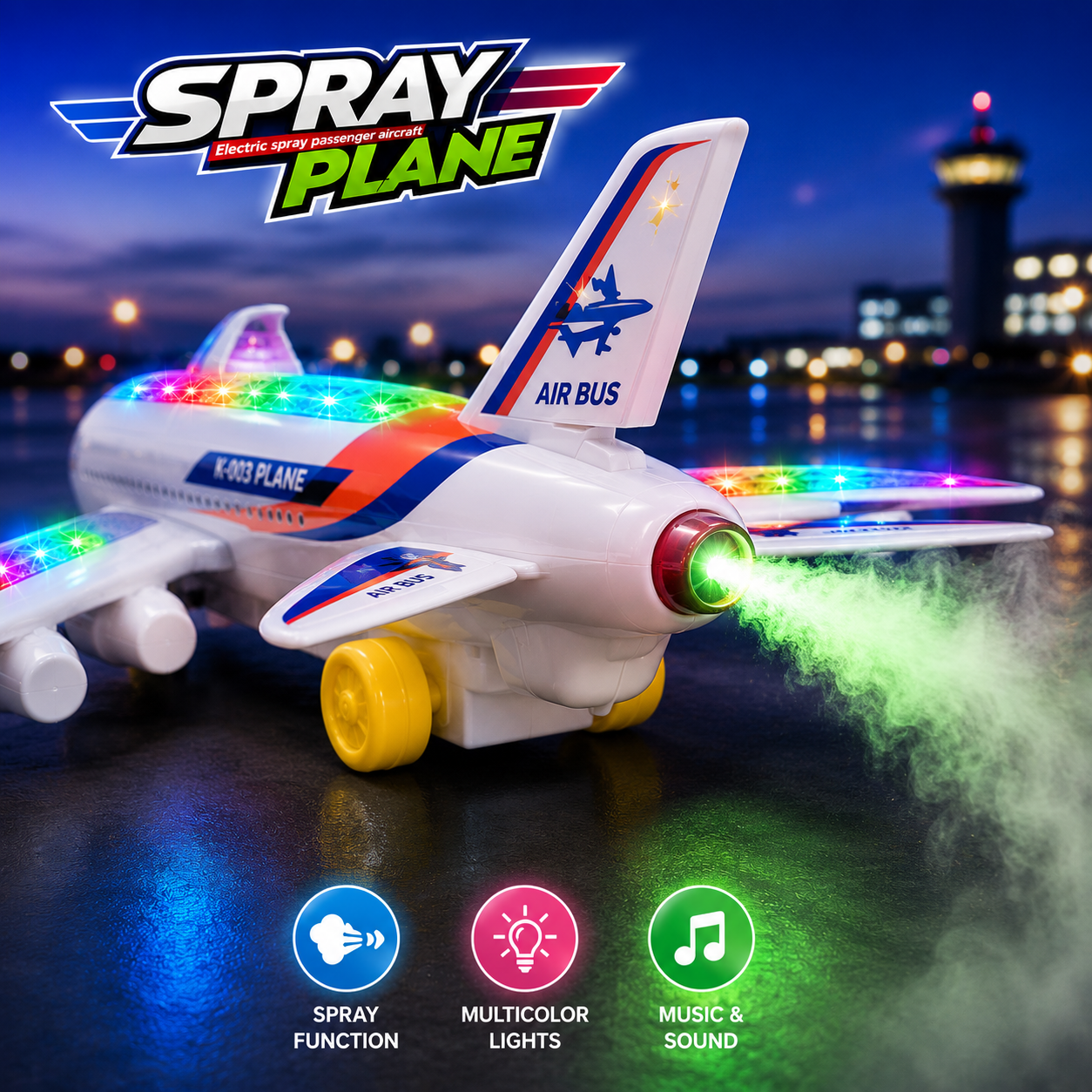 Kids Smoke Spray Aeroplane Toy with Lights & Sound and Mist Effect
