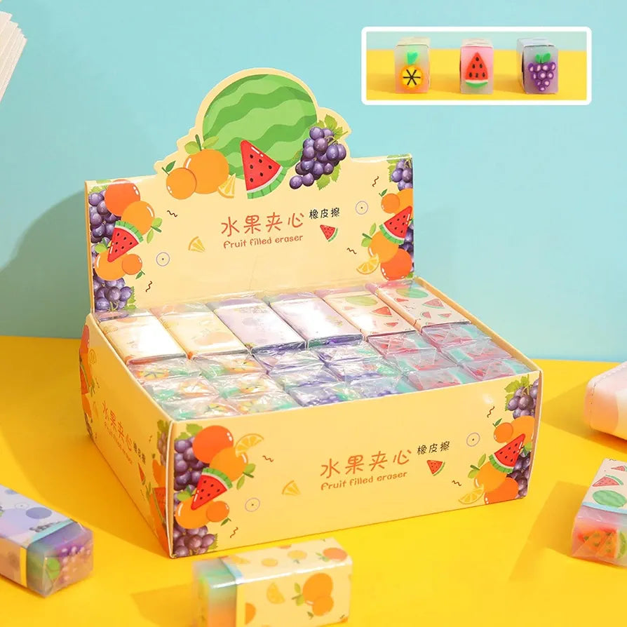 Jelly Pencil Eraser Spaceship & Fruits