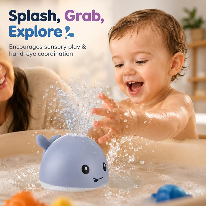 Whale Water Fountain Spray Bath Toy With Lights