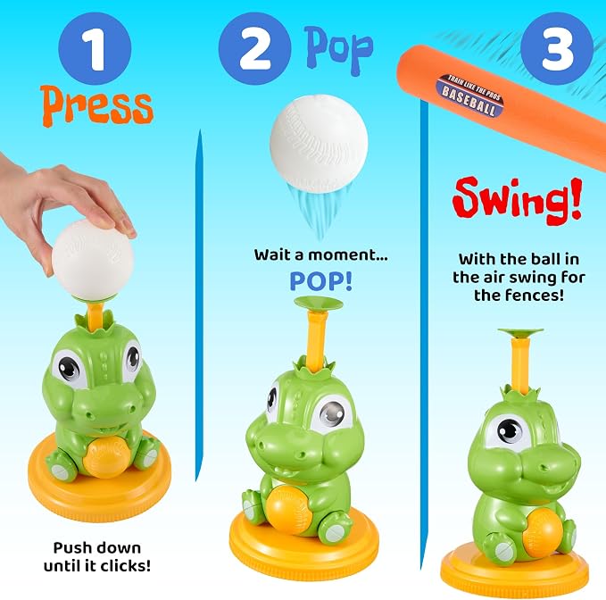 Dinosaur Baseball Set With Automatic Ball Ejector