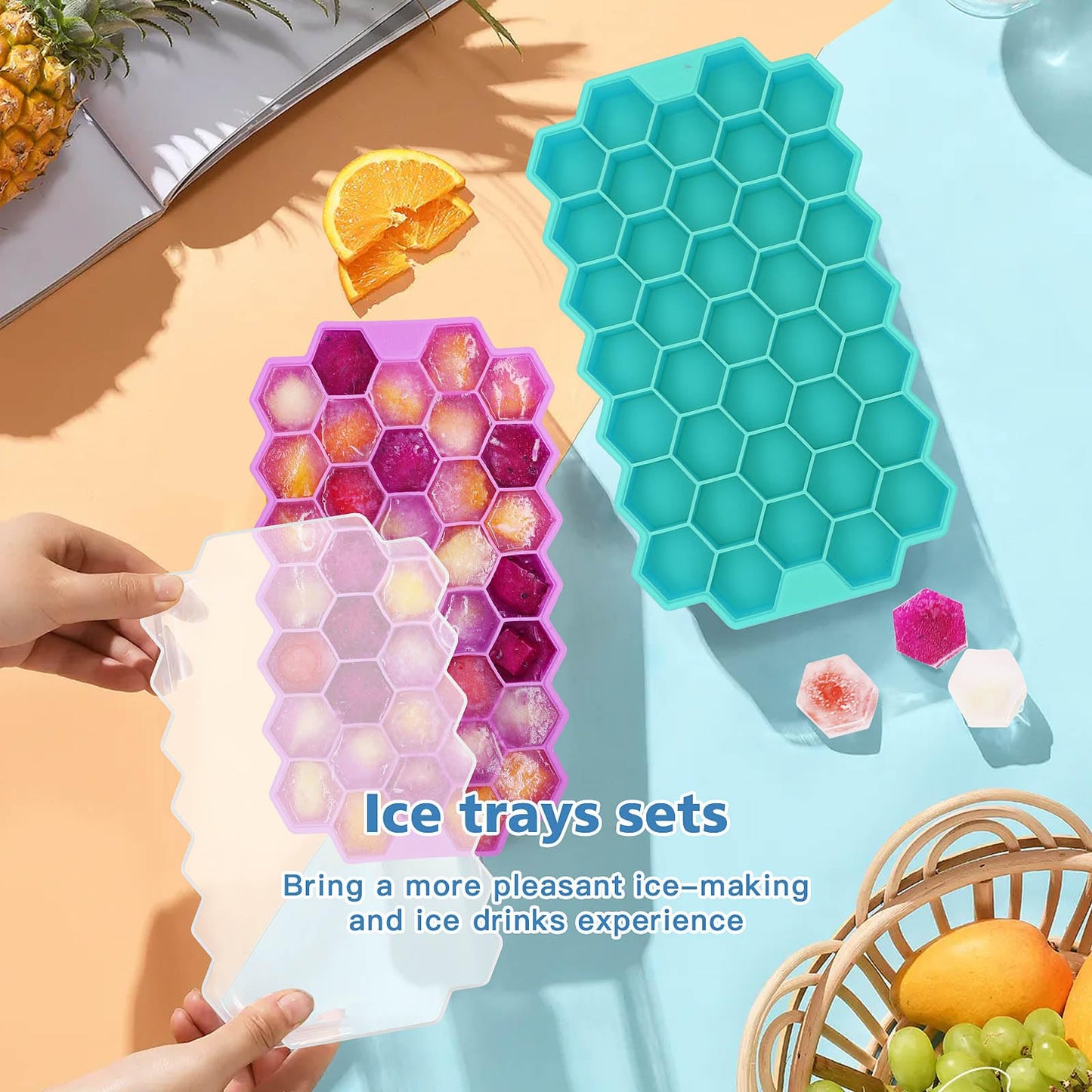 Silicon Ice Cube Tray With Lid Cover