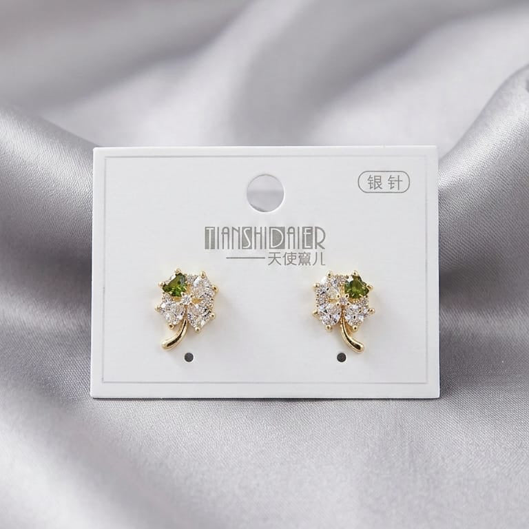 Olive Green Flower Sterling Silver Studs | Earings