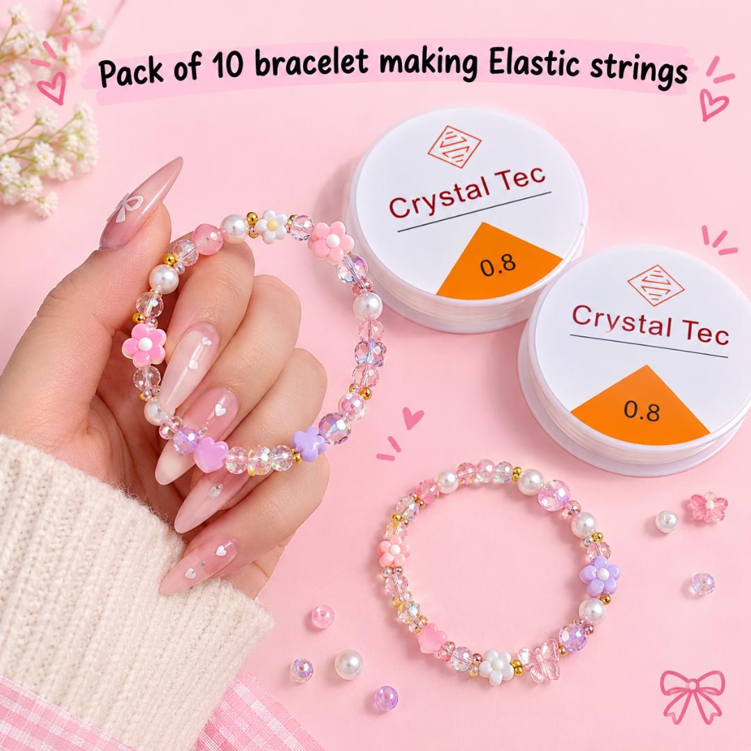 Elastic Bracelet Jewellery Making Strings | Pack Of 10 Rolls