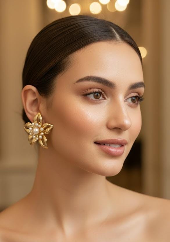 Pearls Flower Earings