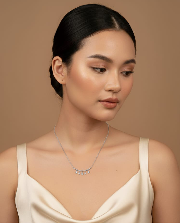 Stainless Steel Silver Stone Necklace