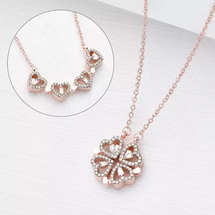 Two Way Open And Close Stainless Steel Four Leaf Clover Necklace