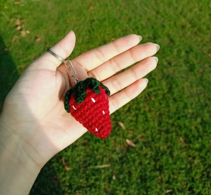 Cherry and Strawberry Crochet Keychain