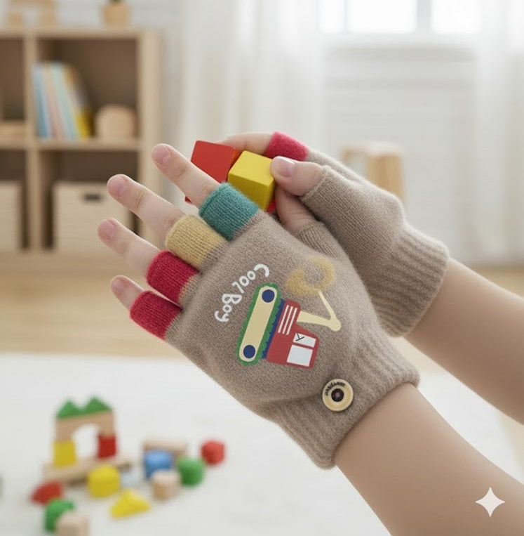 Cool Boy 2 in 1 Half + Full Fingers Gloves