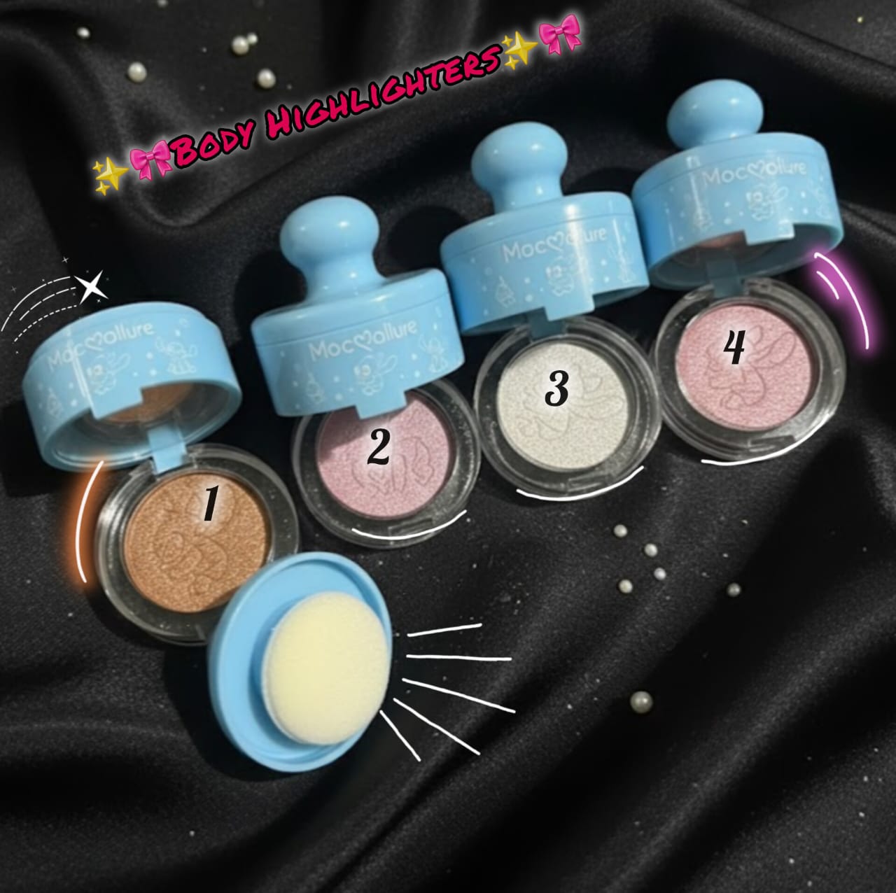 Mocallure Stitch Face & Body Highlighter with Mirror & Puff