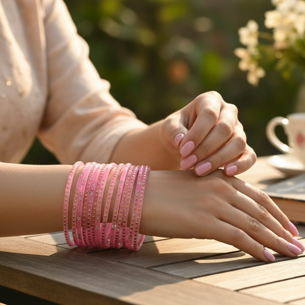 Soft Pink Viral Rain Drop Bangles