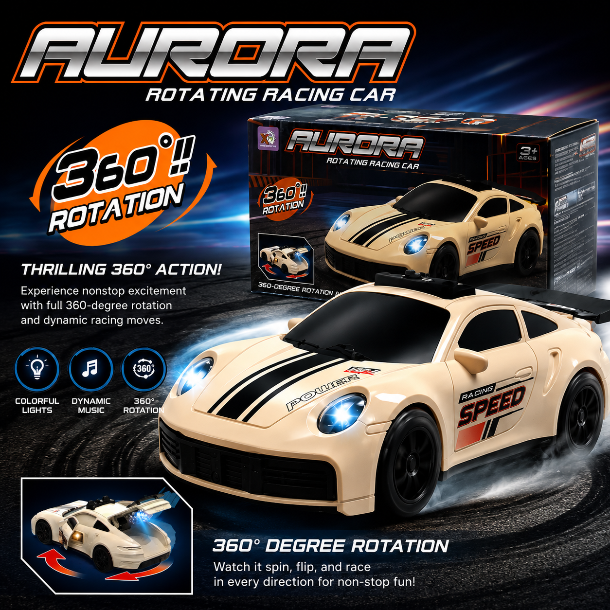Aurora Rotating Racing Car