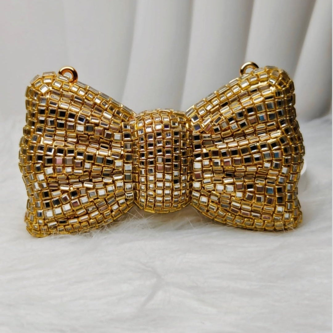 Bow Kundan Clutch Bag