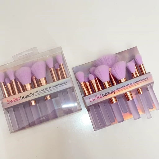 Portable Storage Box Makeup Brushes Set of 10