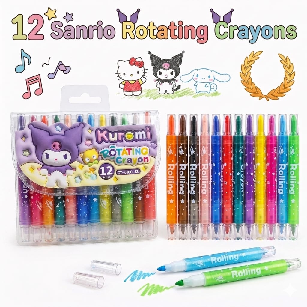 Sanrio Kuromi Rotating Crayons for Boys and Girls