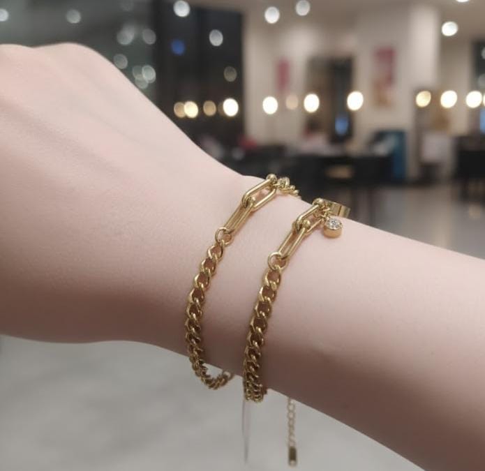 Bvlgari Zircon Double Sided Stainless Steel Bracelet