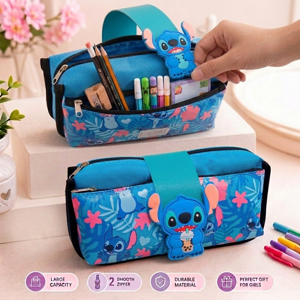 Disney Stitch Double Zip Stationery Pencil Pouch