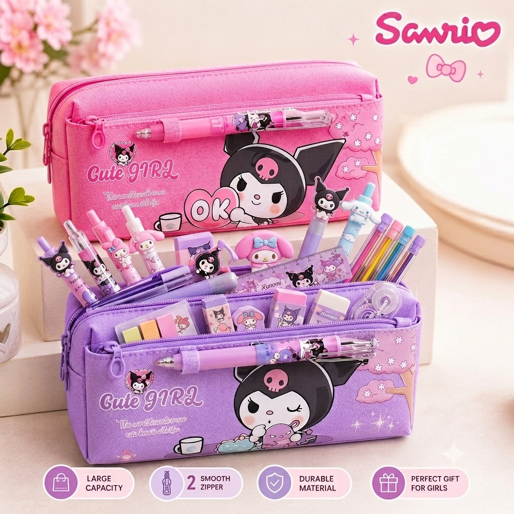 Kuromi Stationery Pencil Pouch With Free Kuromi Pen