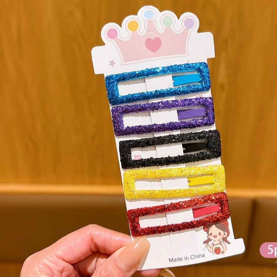 Funky Glitter Big Size Tic Tac Clips | Pack Of 5