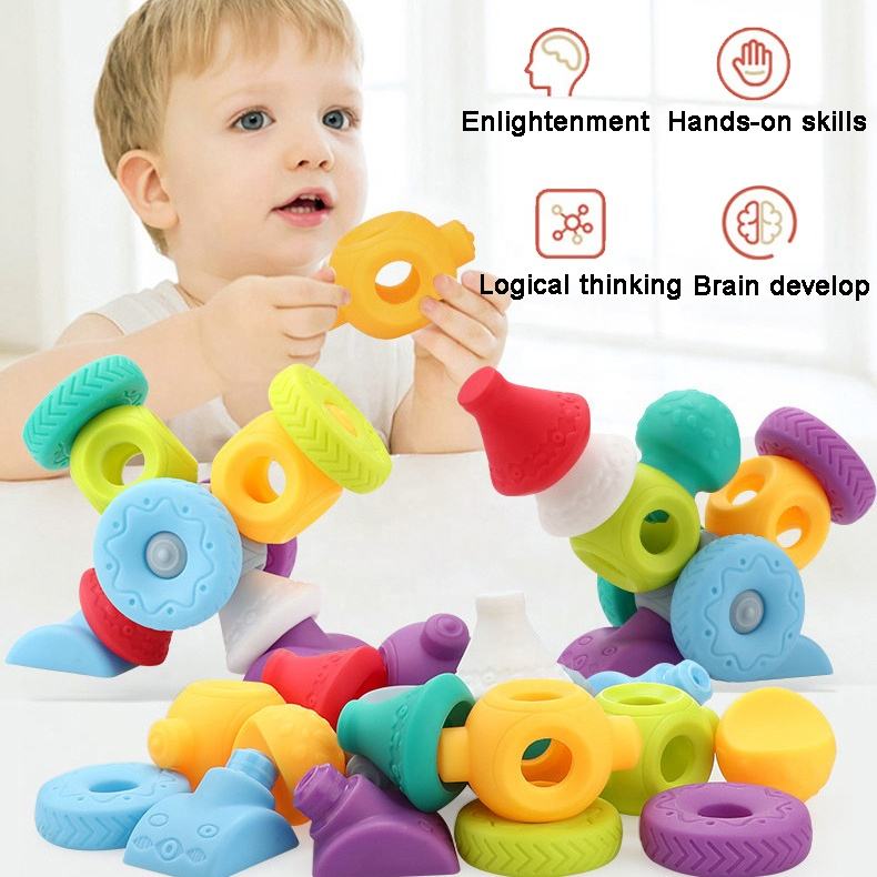 Baby Soft Rubber Squeeze Splice Blocks Set