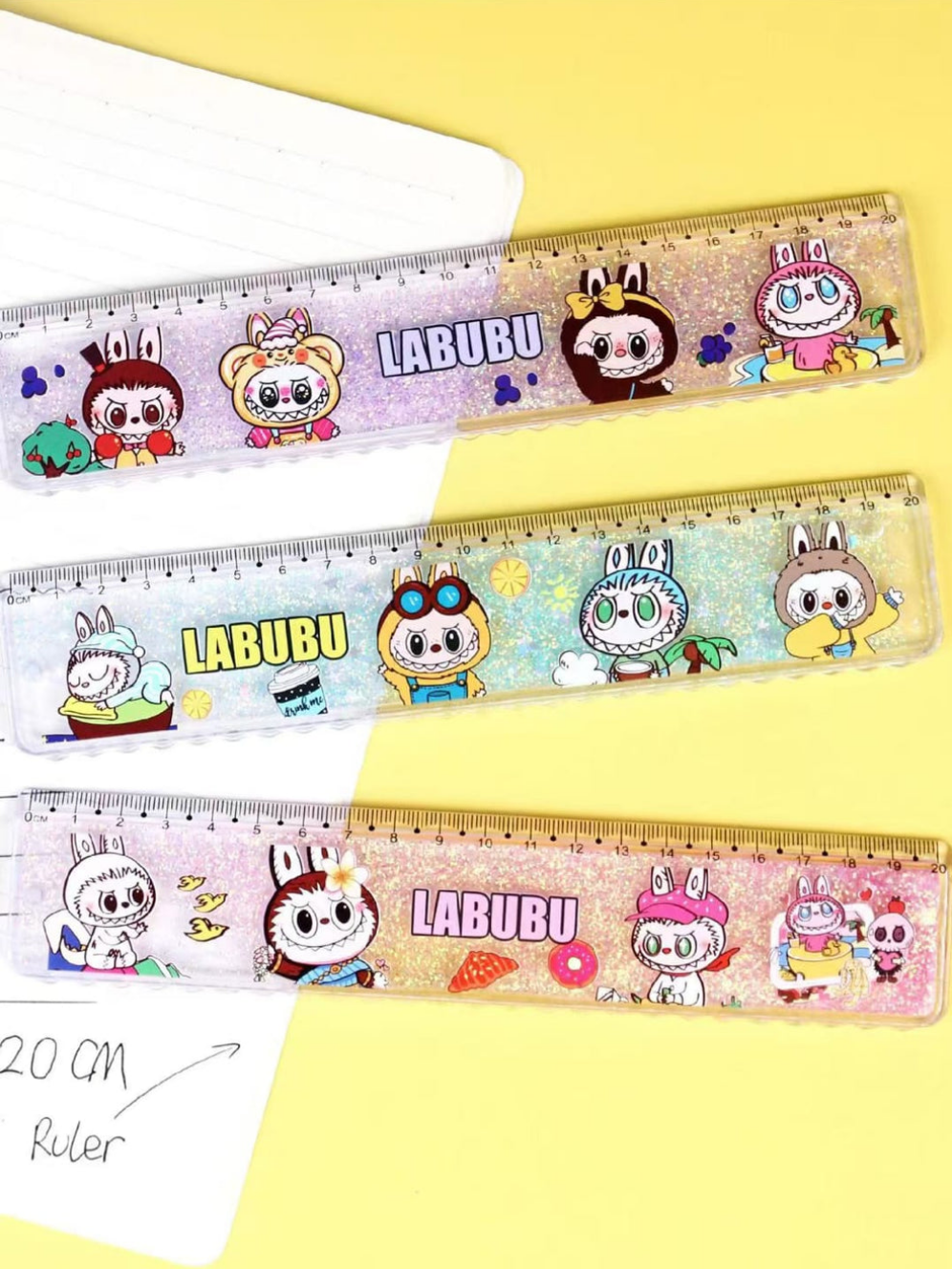 Labubu Glittery Water Filled Scale|Ruler