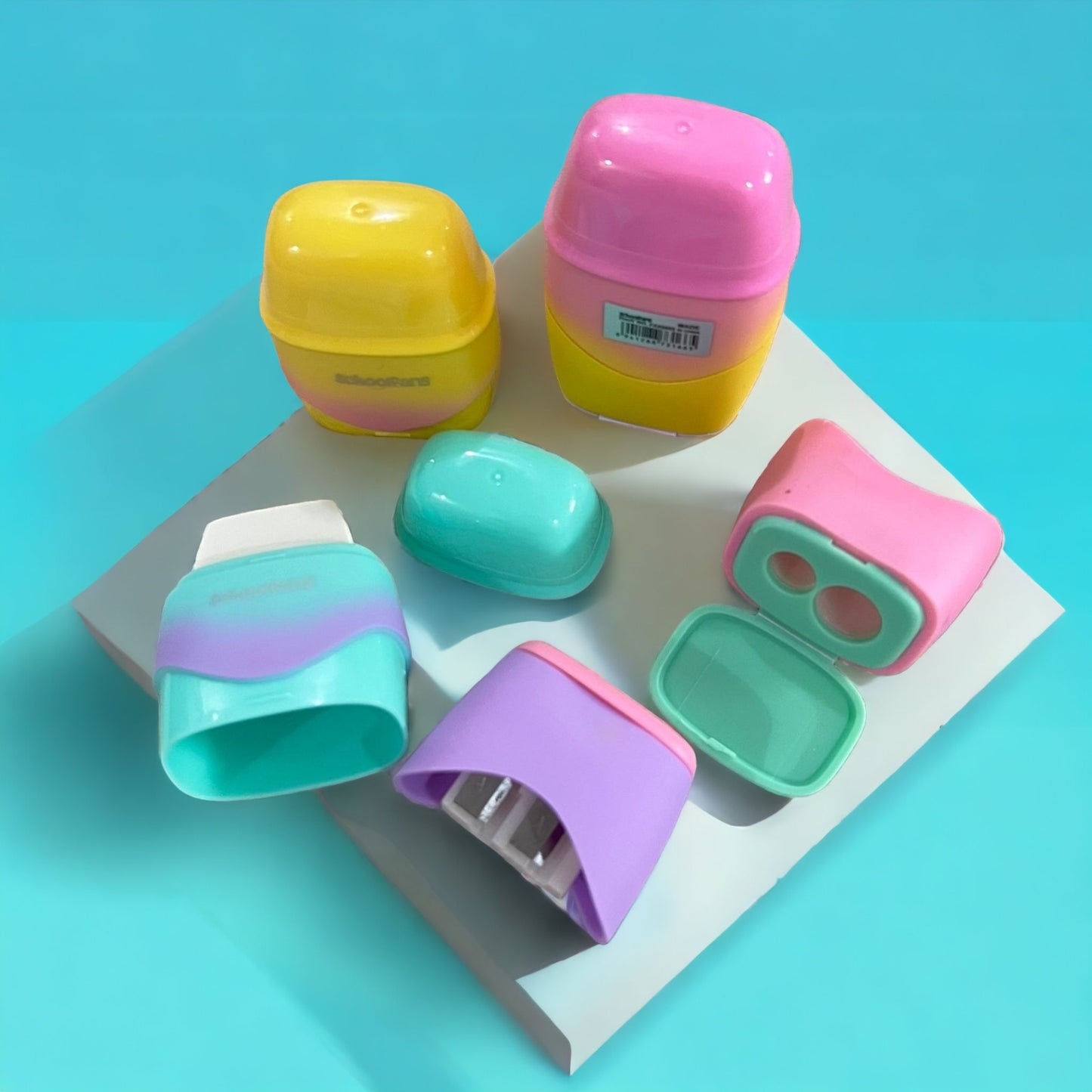 Tie And Dye Double Hole Pencil Sharpener And Eraser