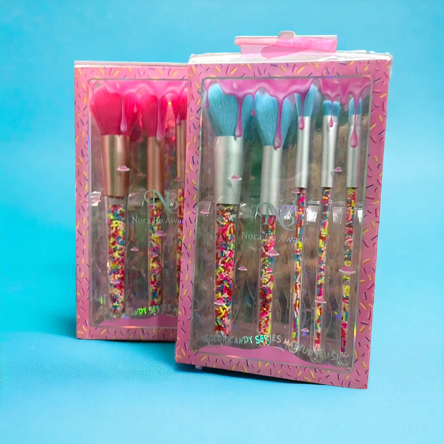 Confetti Filled Rainbow Makeup Brushes