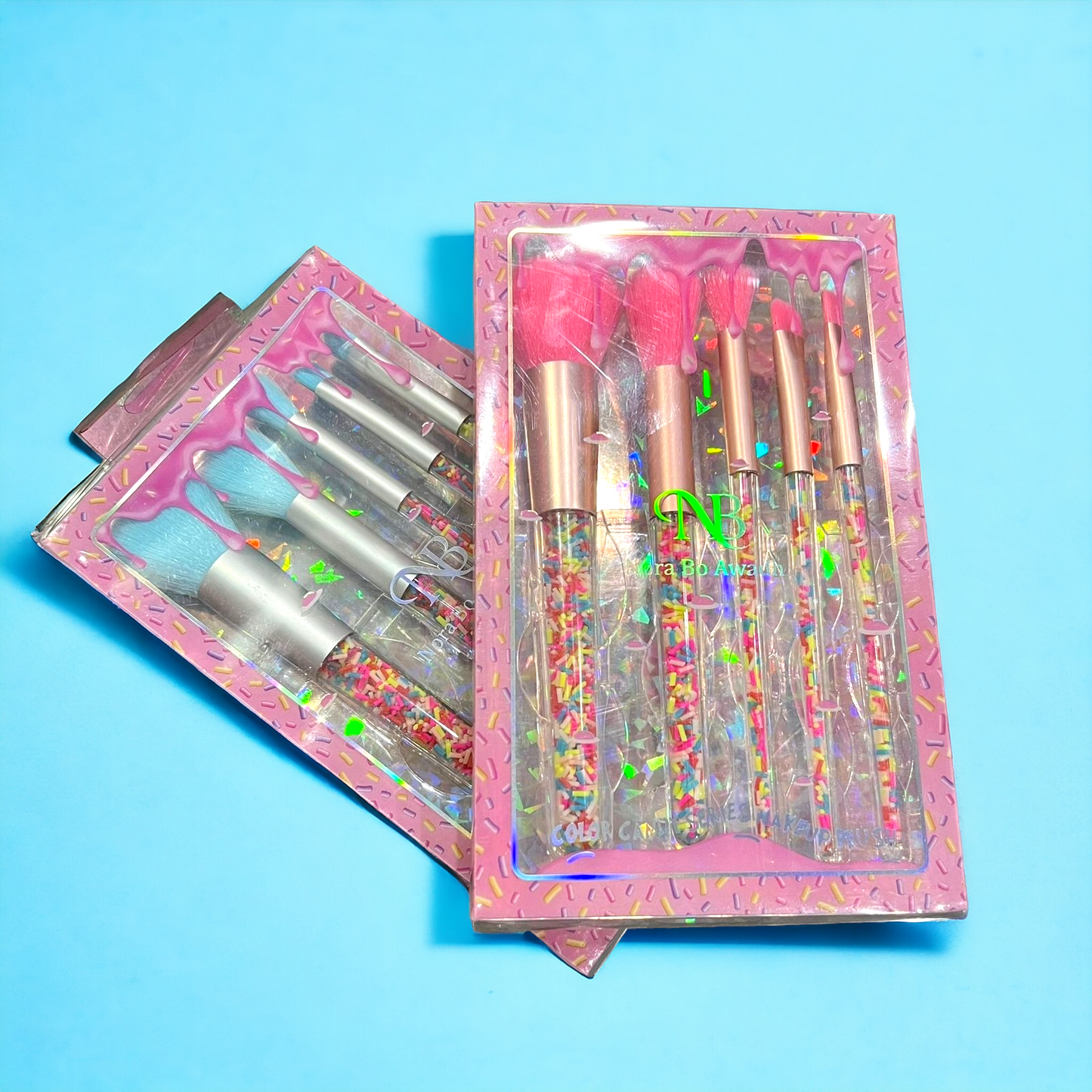 Confetti Filled Rainbow Makeup Brushes