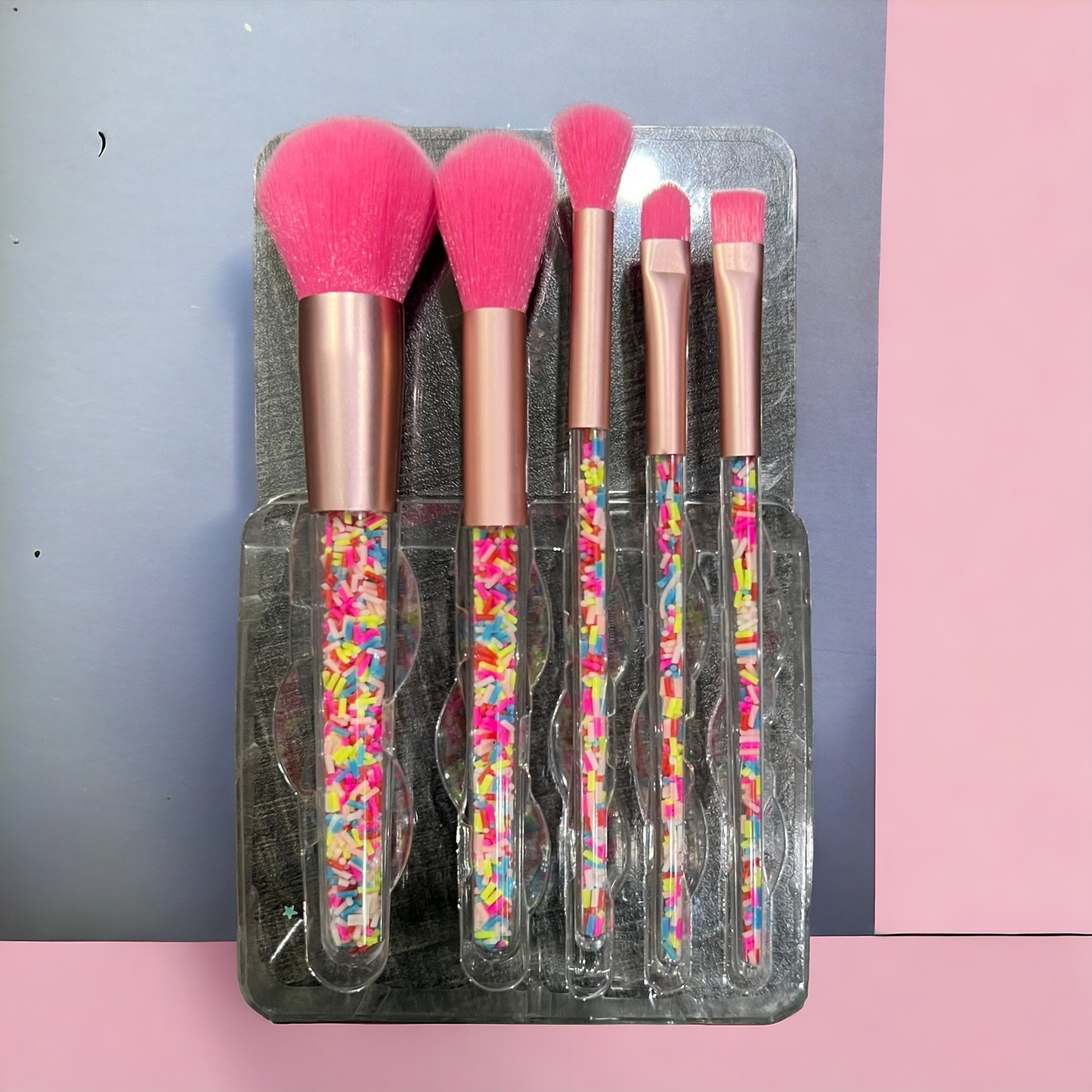 Confetti Filled Rainbow Makeup Brushes