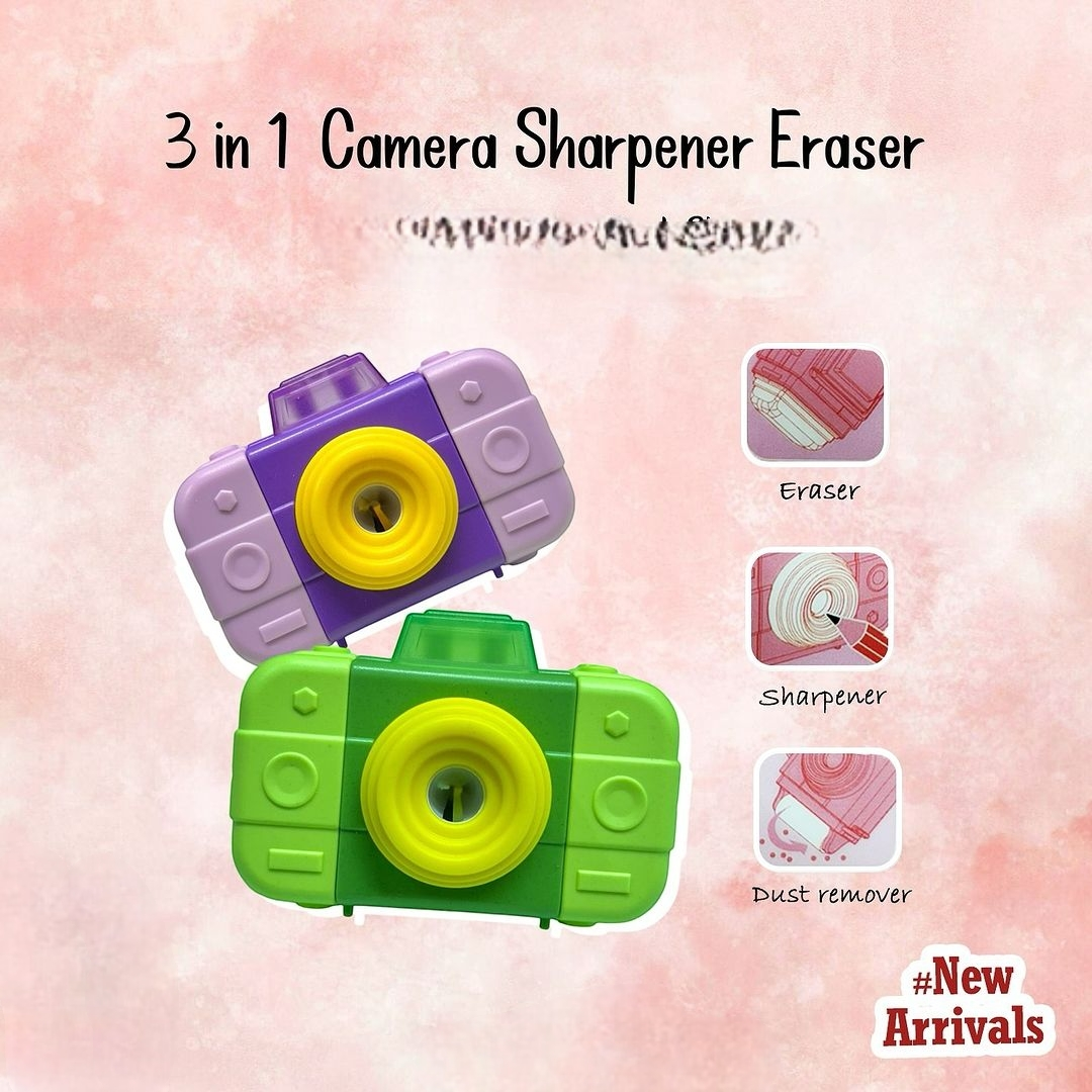 Yalong 3 in 1 Camera Pencil Sharpener And Eraser