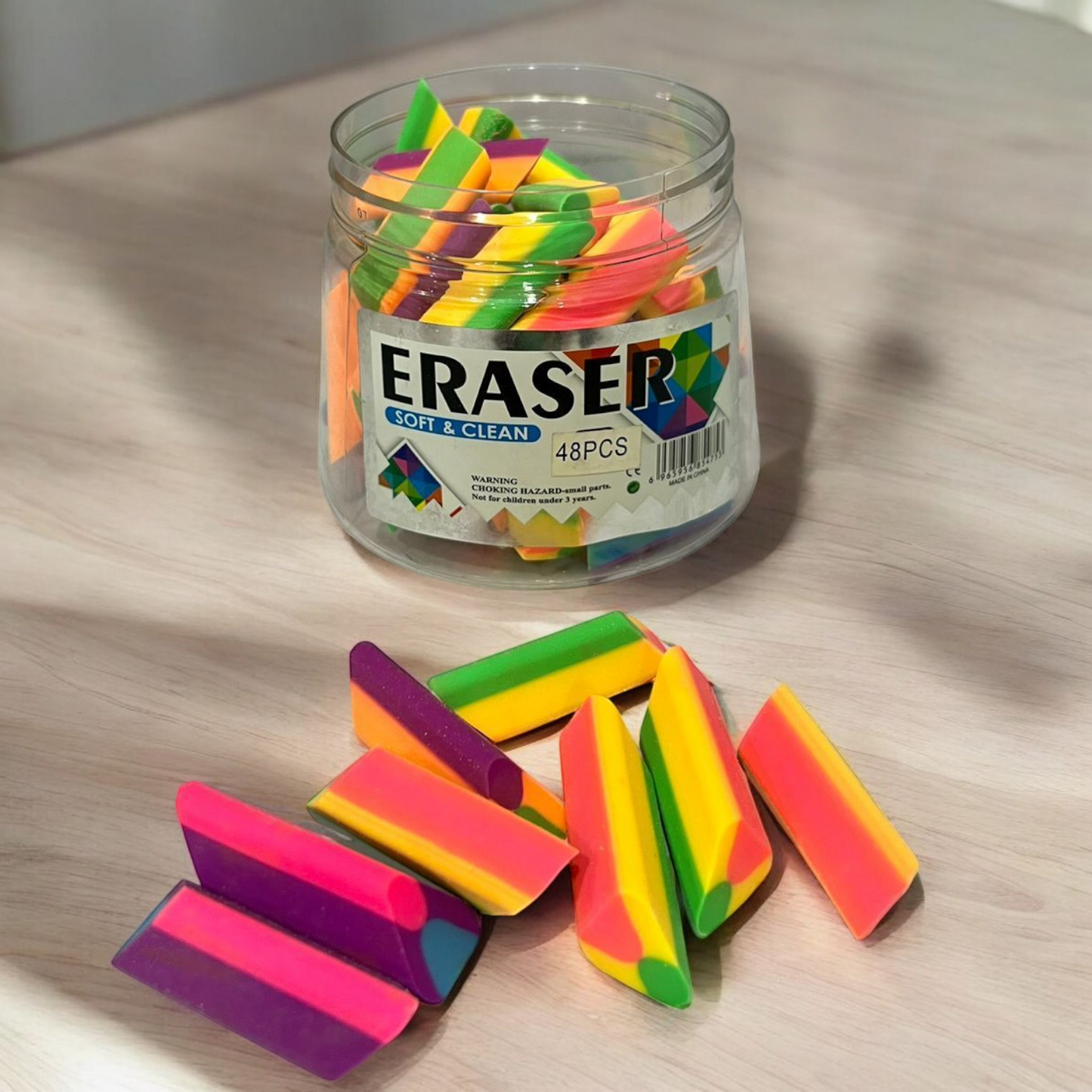 Multi Pencil Erasers (Pack Of Three)