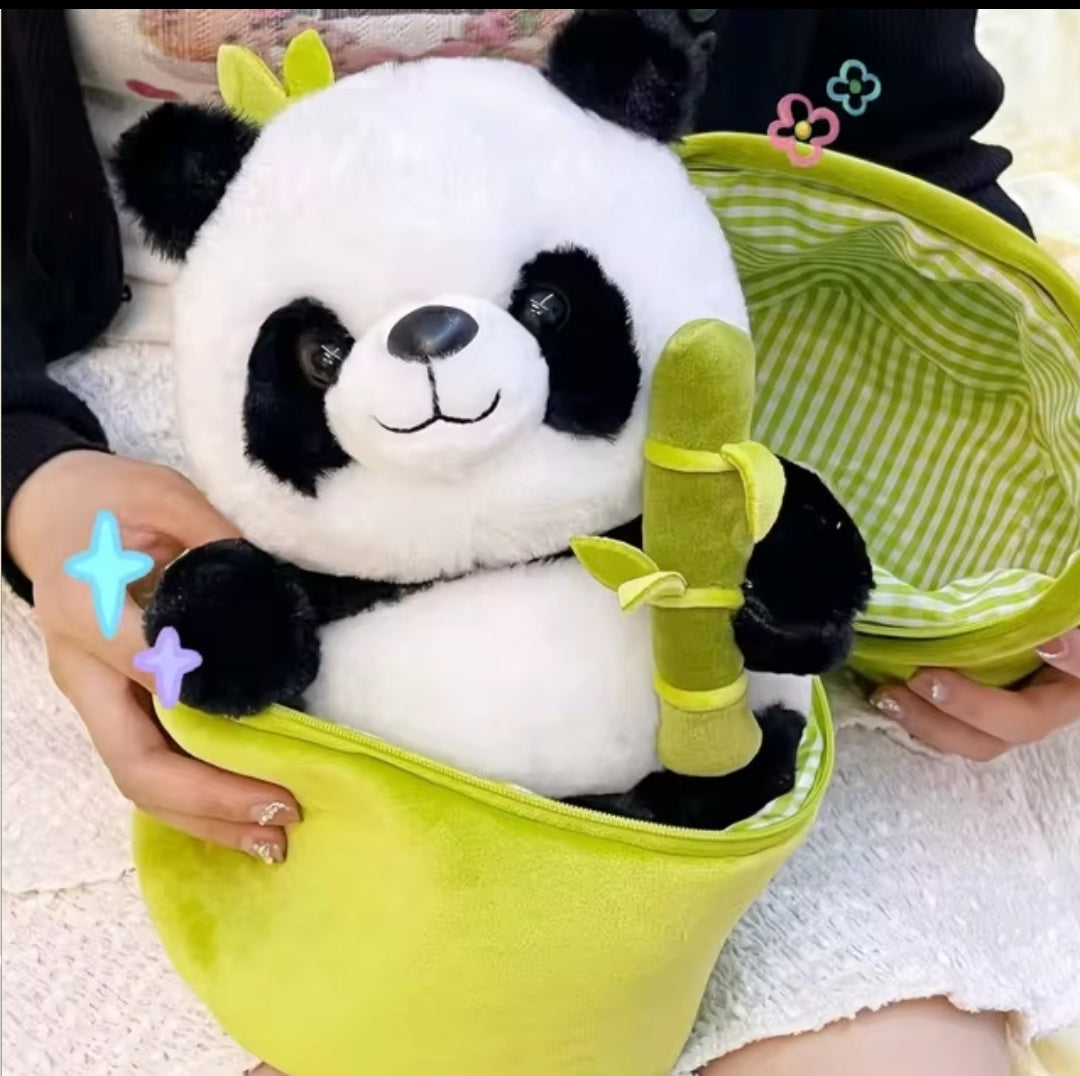 Bamboo Tube Panda Plushie Stuff Toy