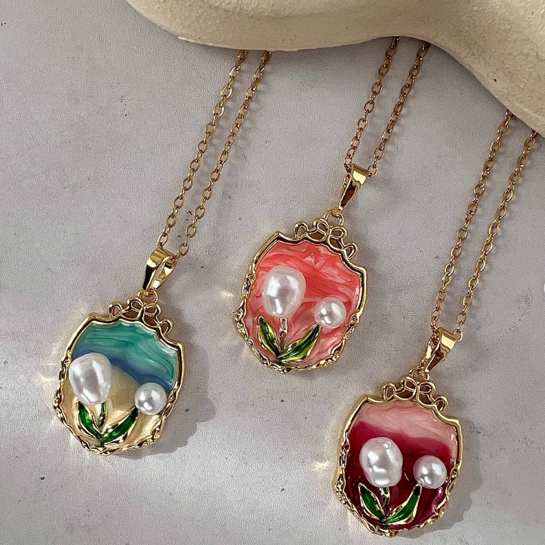 Whimsical Princess Enamel Stainless Steel Necklace