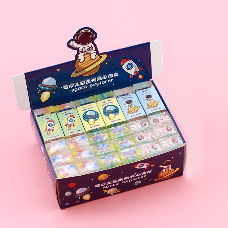 Jelly Pencil Eraser Spaceship & Fruits