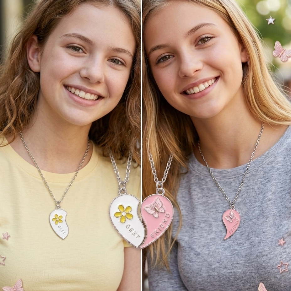 Best Friends Heart Magnetic Necklaces Pair